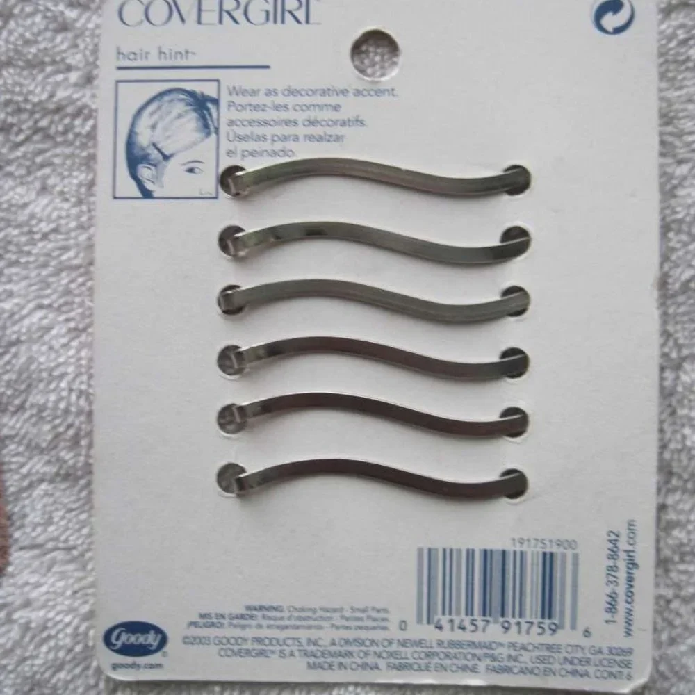 Goody Covergirl Epoxy Metal Wavy Bobby Slide Hair Pins Bobbies Pink Yellow Blue
